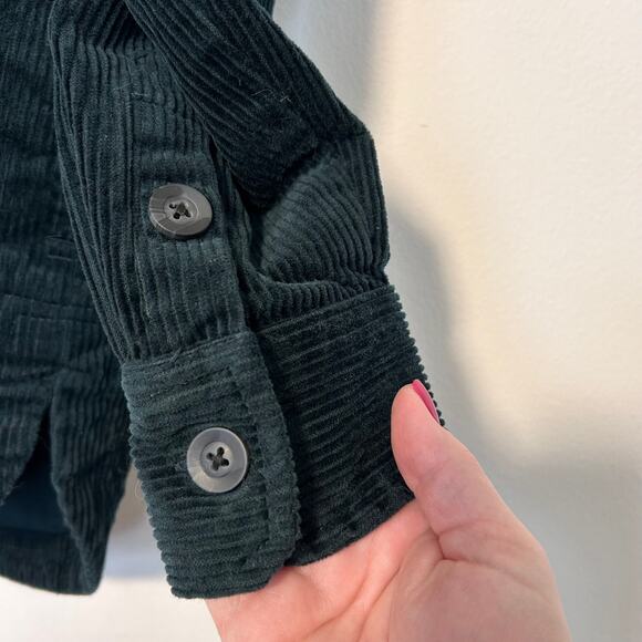 Matty M Women's Shacket Corduroy Button-Up Pockets Dark Hunter Green Size Small - Picture 7 of 10